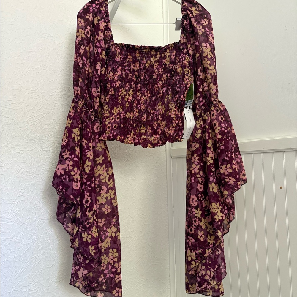 Elegant Floral Women's Blouse in Purple